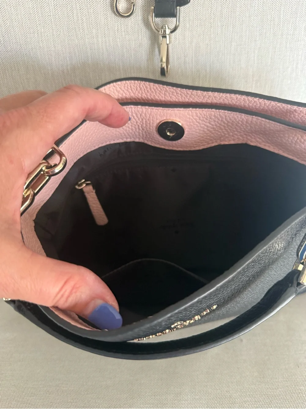 kate spade Black Pebbled Leather Shoulder Bag with Gold Hardware